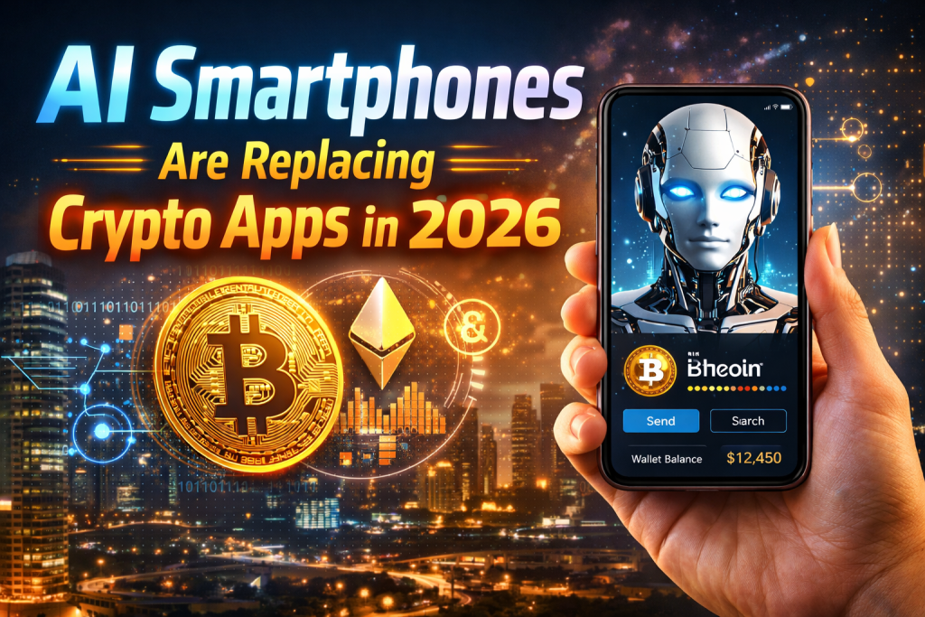 AI-powered smartphone managing cryptocurrency transactions