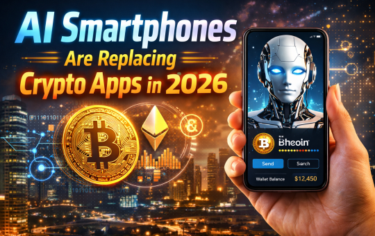 AI-powered smartphone managing cryptocurrency transactions