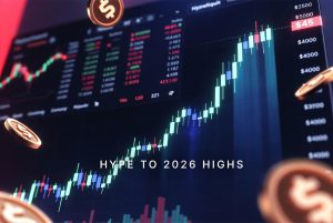 Hyperliquid HYPE token surging to new 2026 highs on price chart with futuristic perp DEX trading interface