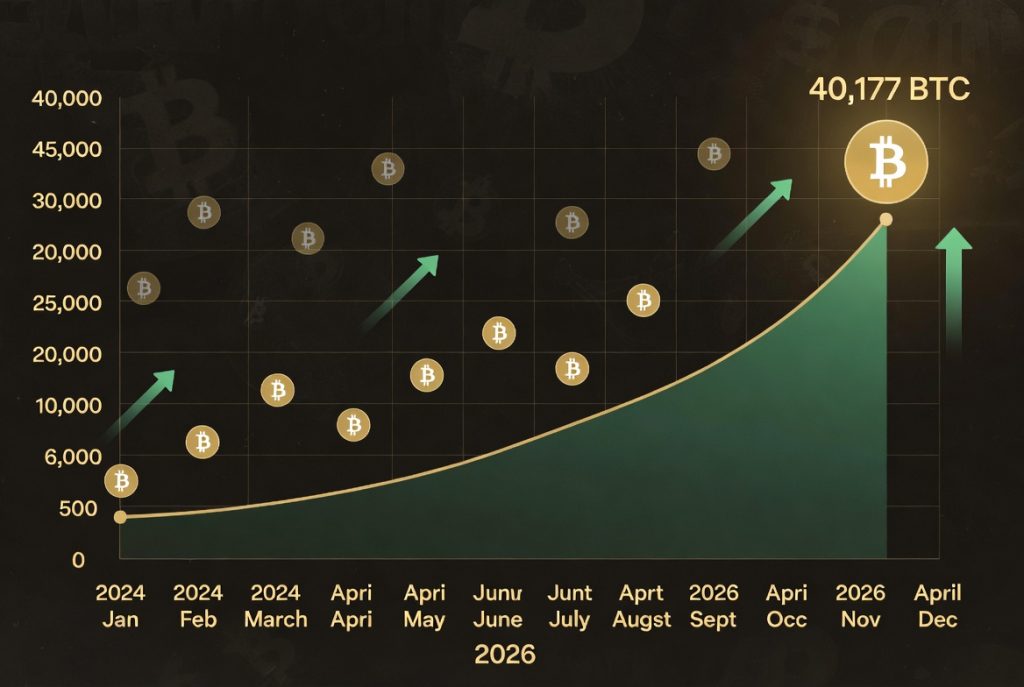 Metaplanet Bitcoin holdings growth chart 2026 showing 40,177 BTC accumulation Metaplanet Effect