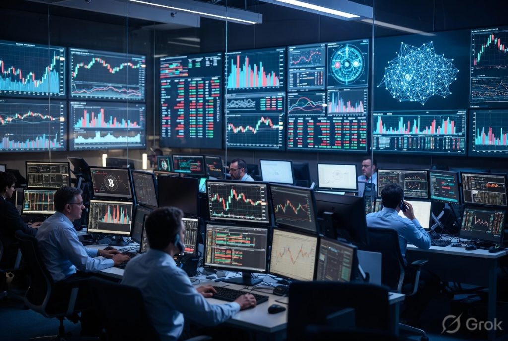 Institutional investors monitoring Bitcoin and Ethereum markets.