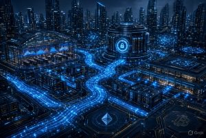 Crypto market infrastructure connecting digital assets and financial networks