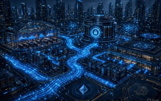 Crypto market infrastructure connecting digital assets and financial networks
