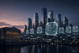 Tokenised investment fund represented on a blockchain network with institutional financial infrastructure.