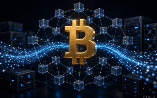 Bitcoin mining rewards and transaction fees supporting blockchain network security