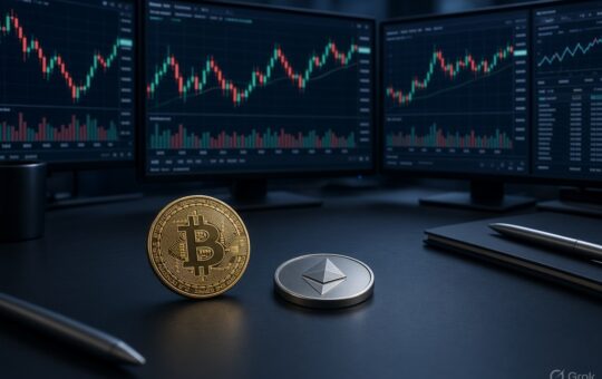 Cryptocurrency market analysis featuring Bitcoin, Ethereum and digital asset charts